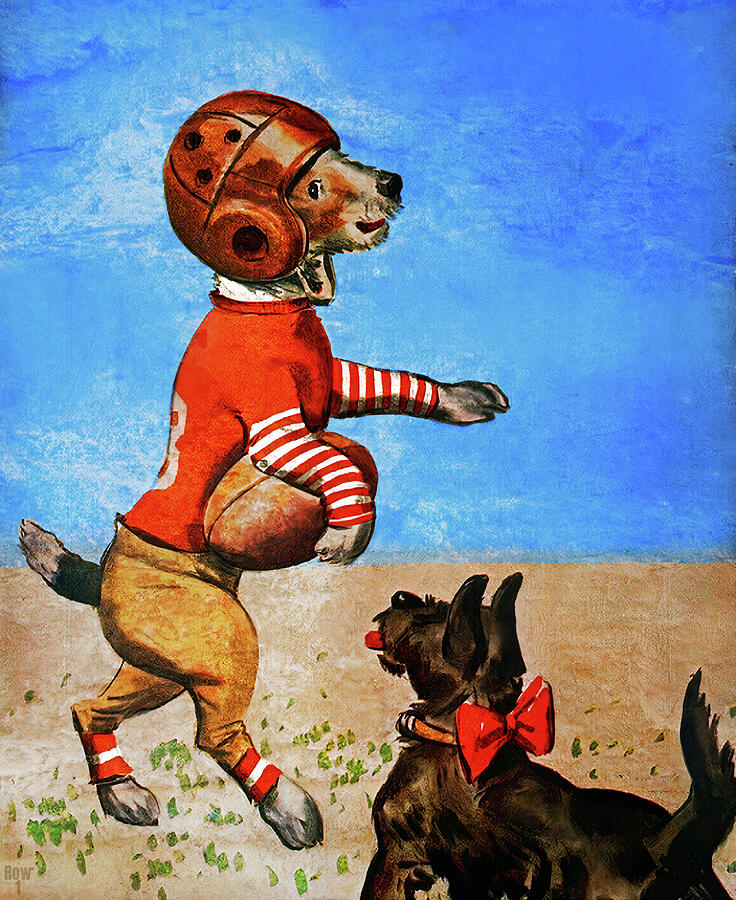 Football Dogs Mixed Media by Row One Brand