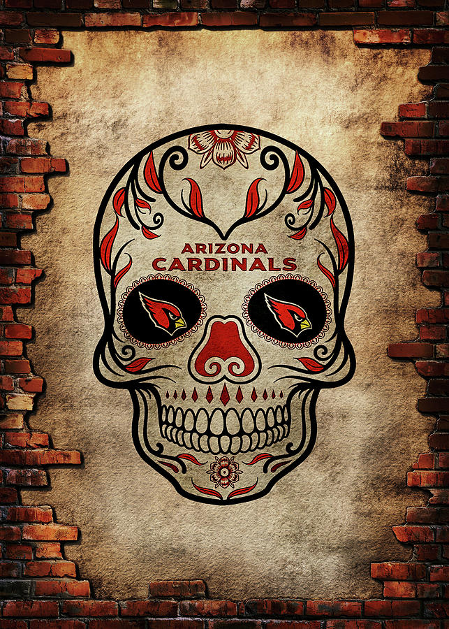 Football Fanart NFL Arizona Cardinals Skull Drawing by Leith Huber