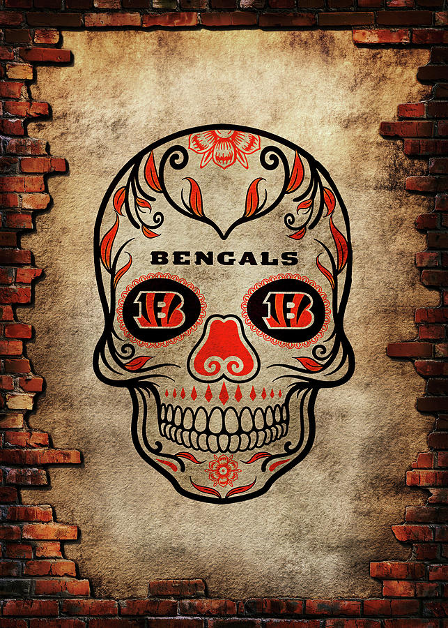 Football Fanart NFL Cincinnati Bengals Skull Drawing by Leith