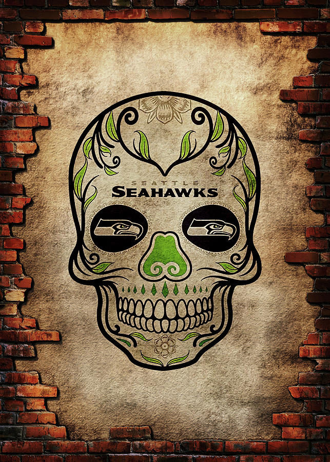 National Football League Art NFL Seattle Seahawks Skull by Leith Huber