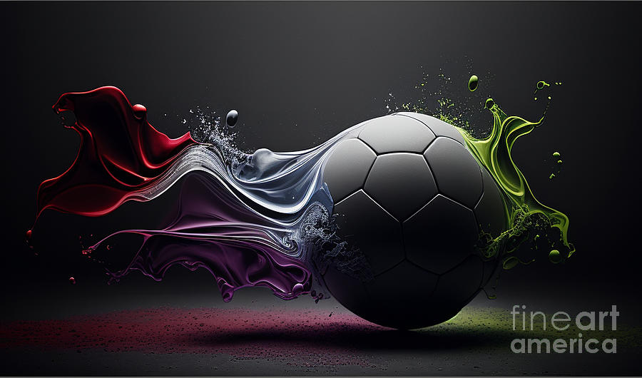 Football in color Mixed Media by Binka Kirova