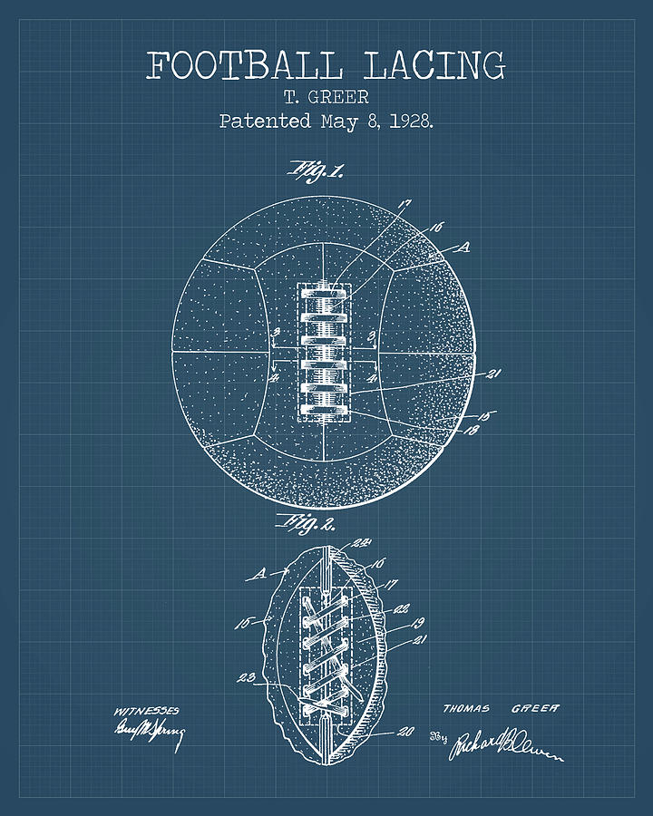 Football lacing blueprints Digital Art by Dennson Creative