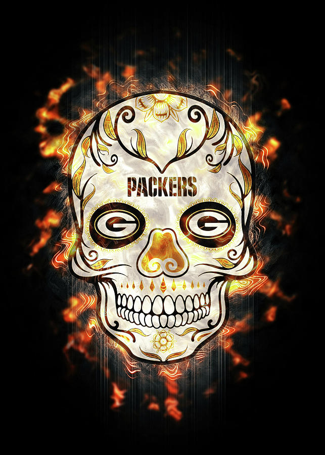 Football NFL Green Bay Packers Skull Drawing by Leith Huber - Fine Art ...