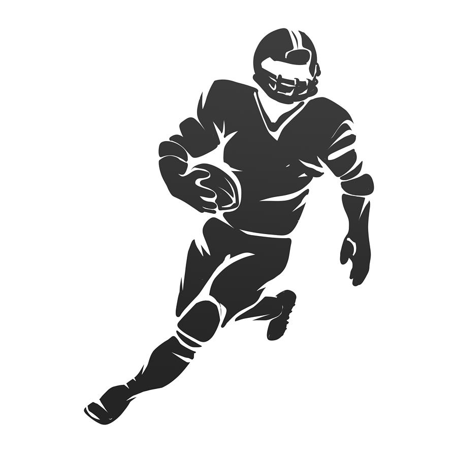 Football Player Silhouette Drawing by Johnnie Art - Fine Art America