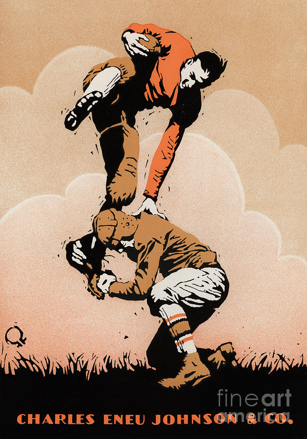 Football players, advertisement for Charles Eneu Johnson and Co, 1930 Painting by American School