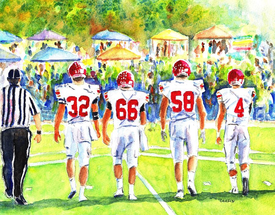 Football Players Painting by Carlin Blahnik CarlinArtWatercolor