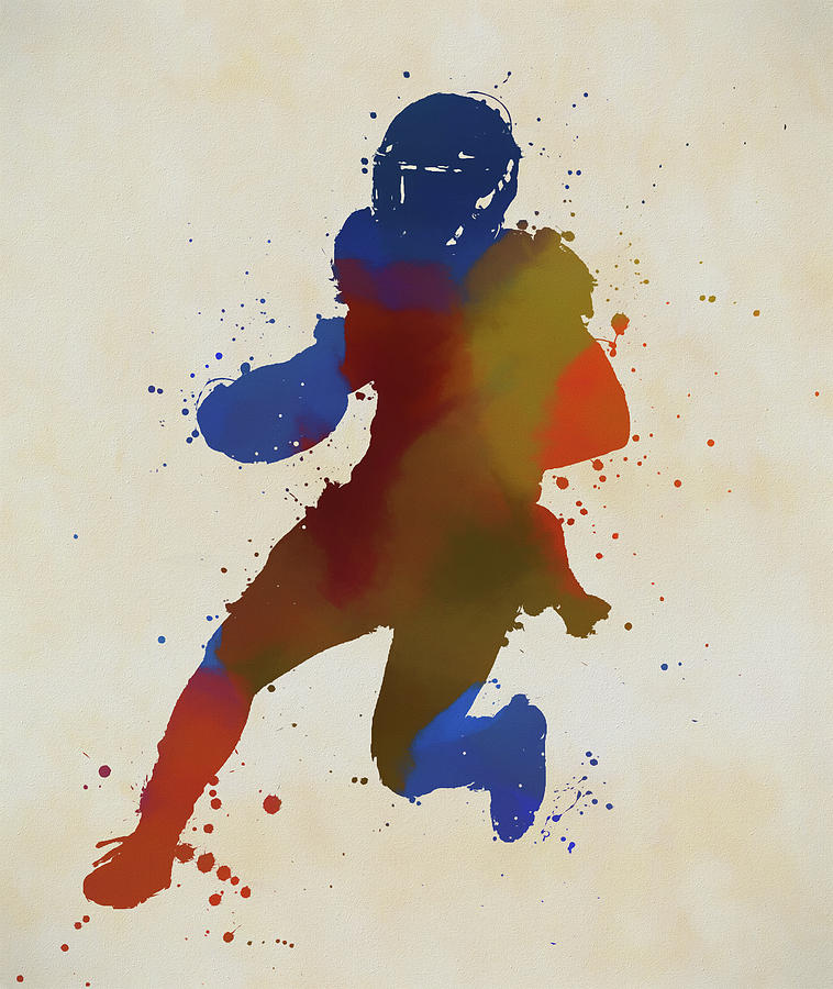 Football Run Color Splash Painting by Dan Sproul