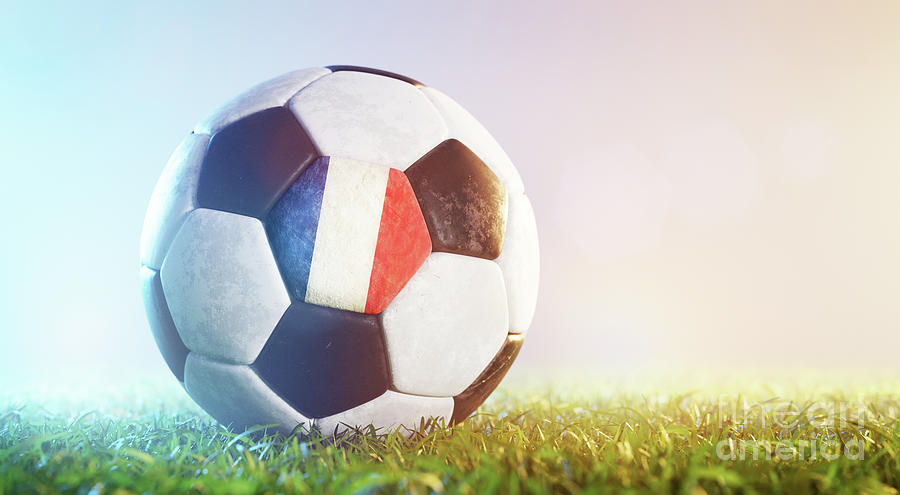 Football Soccer Ball With Flag Of France On Grass Photograph