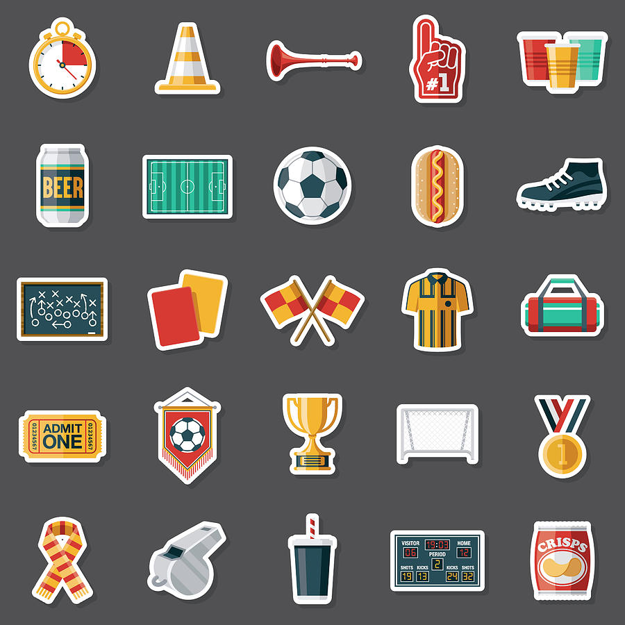 Football (Soccer) Sticker Set Drawing by Bortonia
