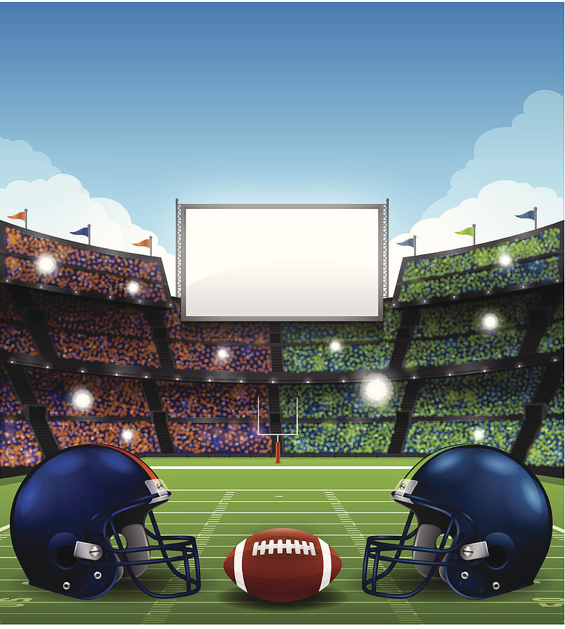 Football Stadium with Helmets Drawing by Filo