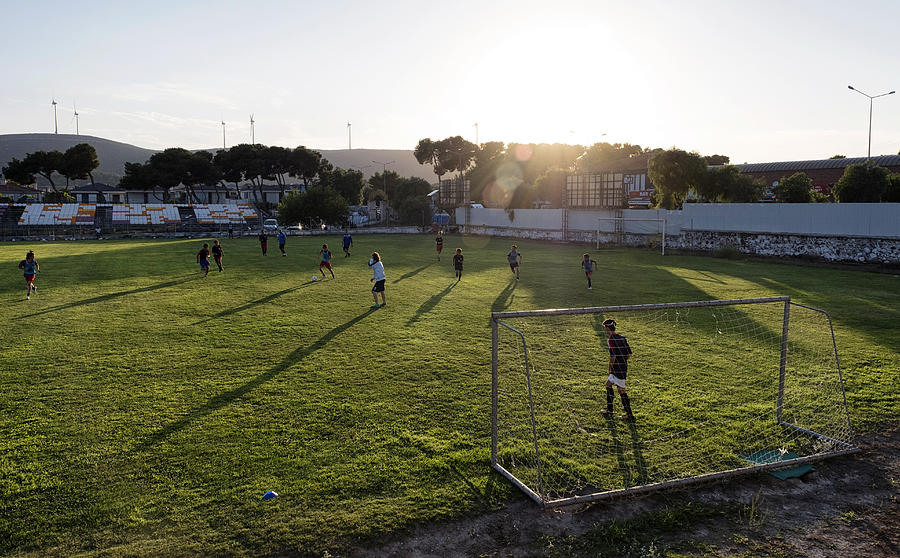 Football training at sunset in Alacati. Photograph by Emreturanphoto
