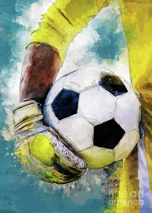 Football watercolor sport art #football #soccer Digital Art by Justyna Jaszke JBJart