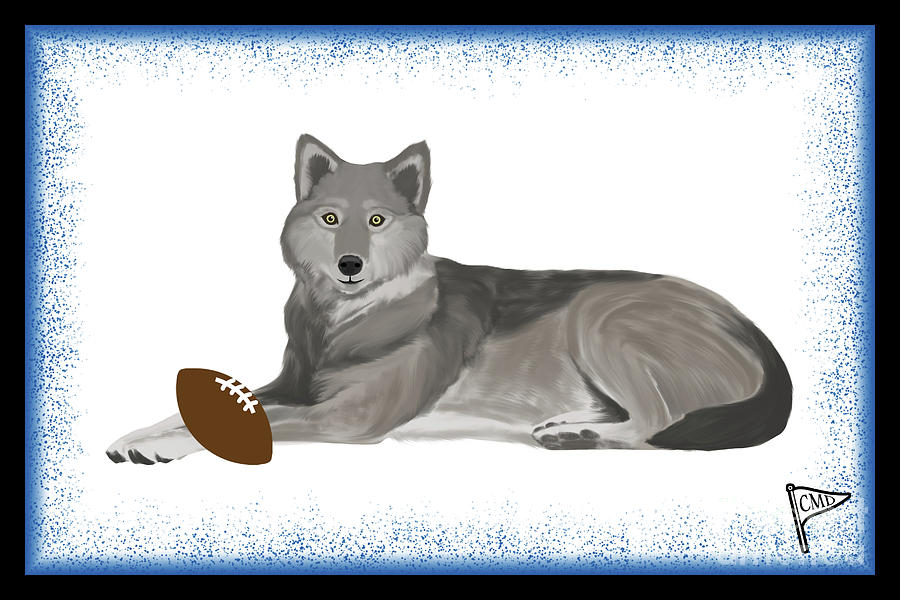 Football Wolf Blue Digital Art