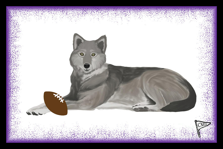 Wolves Digital Art - Football Wolf Purple by College Mascot Designs