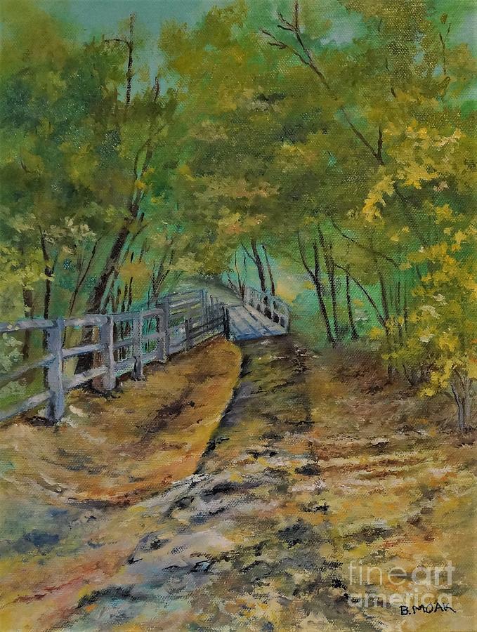 Footpath Through Thacher State Park NY Painting by Barbara Moak