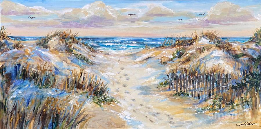 Footprints in Sand Path Painting by Linda Olsen