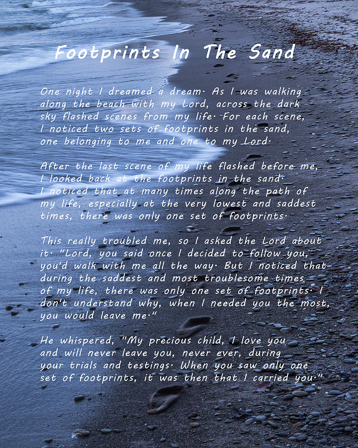 Typography Photograph - Footprints In The Sand by Dale Kincaid