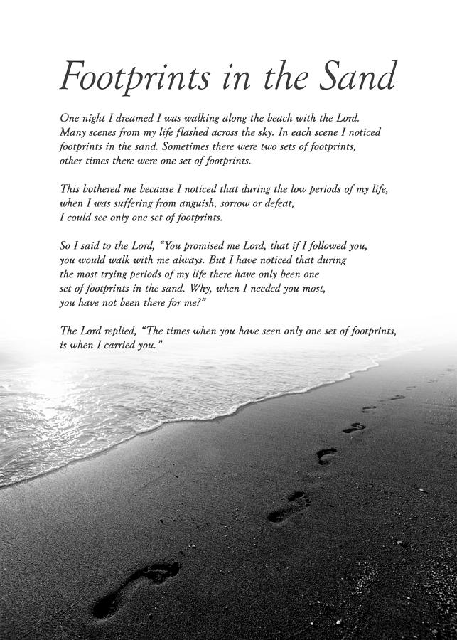 Footprints in the Sand Inspirational Christian Poem Digital Art by AB ...