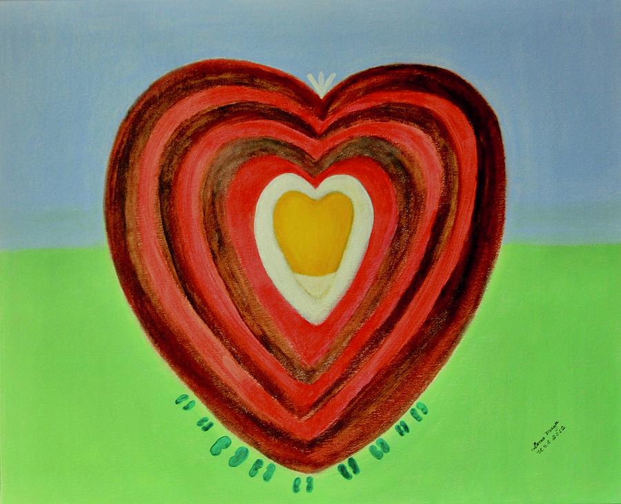 Footsteps and Friendship and the Golden Heart Painting by Lorna Maza