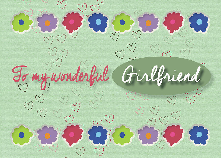 For Girlfriend Flowers and Hearts Valentine Digital Art by Jan Keteleer