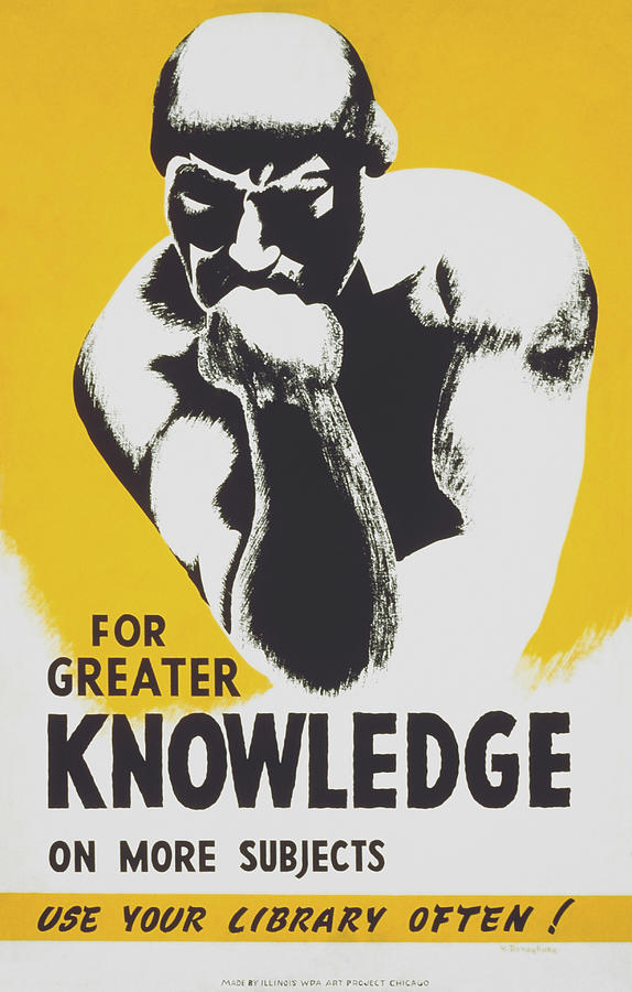 For Greater Knowledge Use Your Library Often - WPA 1940 Painting by War Is Hell Store