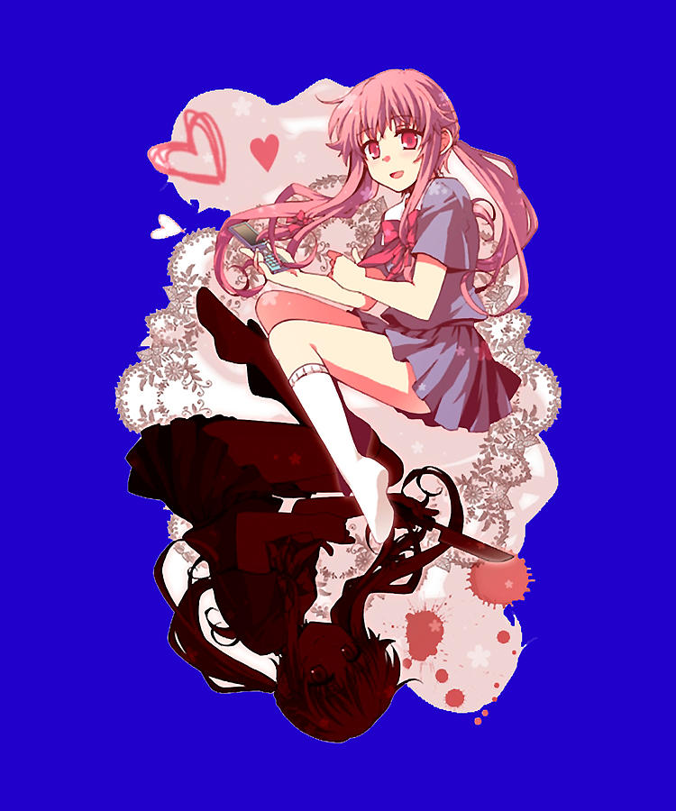 Retro Vintage Mirai Nikki Yuno Best Girl Friends Digital Art by