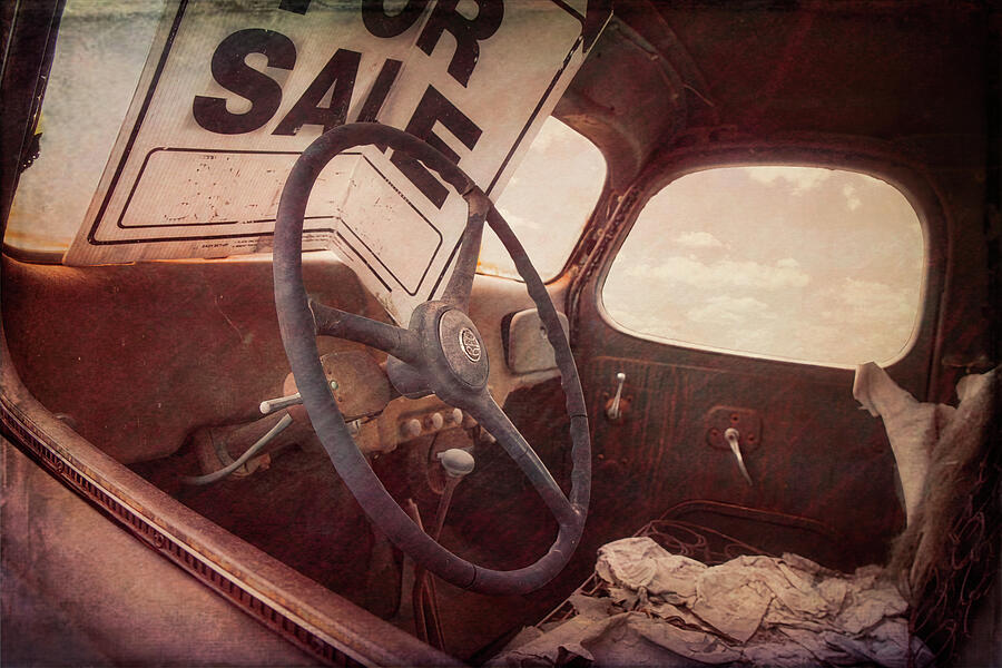For Sale Old REO Speed Wagon Interior Vintage Style photograph Photograph by Ann Powell