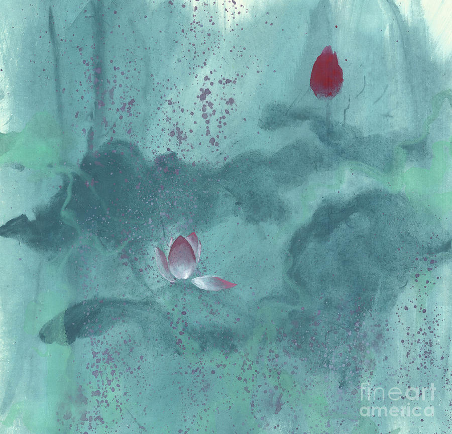 Upright Painting - For the Love of Lotus by Mui-Joo Wee Upright Painting - For the Love of Lotus by Mui-Joo Wee