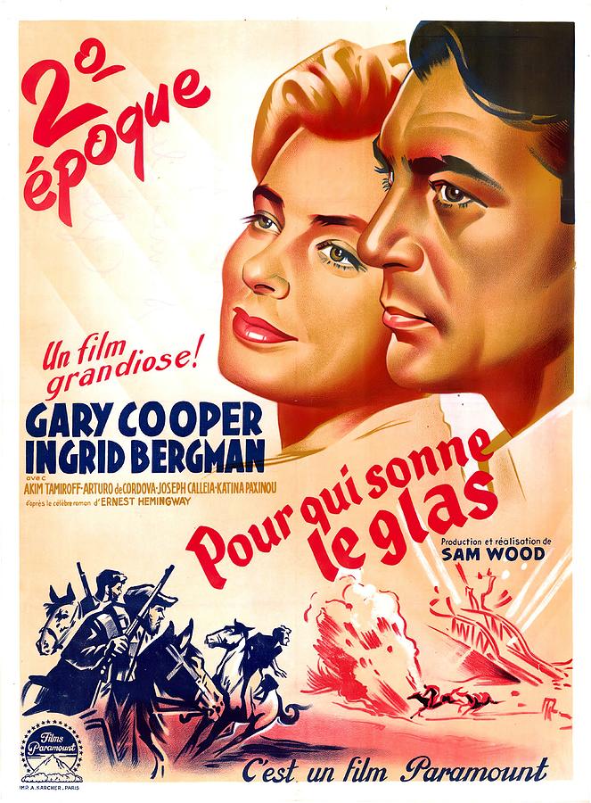 Gary Cooper Mixed Media - For Whom the Bell Tolls - 1943-b by Movie World Posters