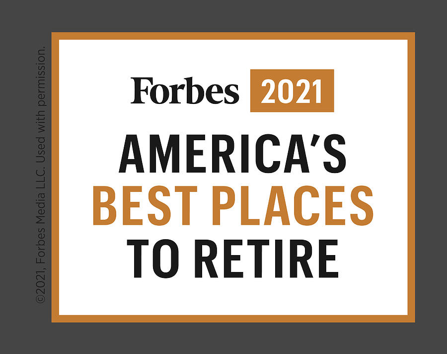 Forbes 2021 America's Best Places to Retire award logo Digital Art by