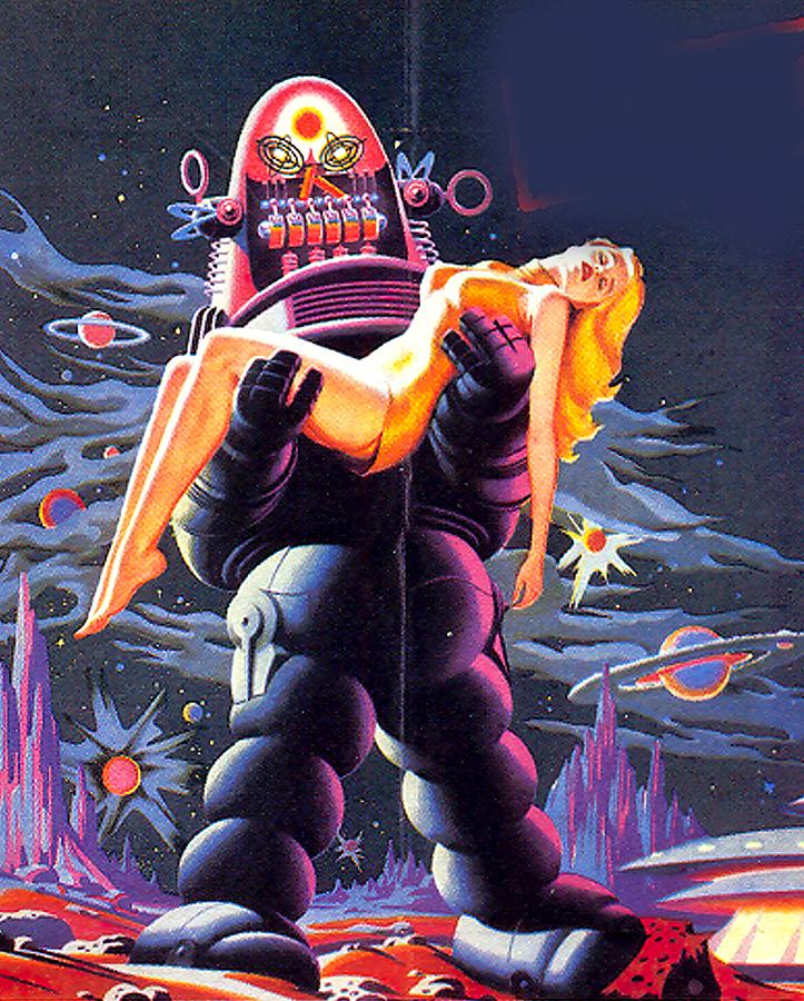 Forbidden Planet, 1956, movie poster base painting Painting by Movie World Posters