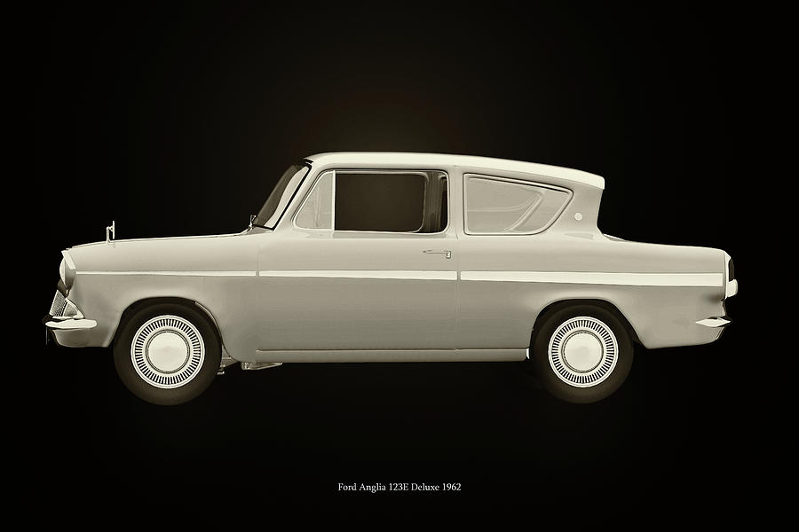 Ford Anglia 123E Deluxe Black and White Photograph by Jan Keteleer
