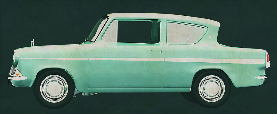 Ford Anglia 123E Deluxe from 1962 the bizarre wagon of Ford Painting by Jan Keteleer