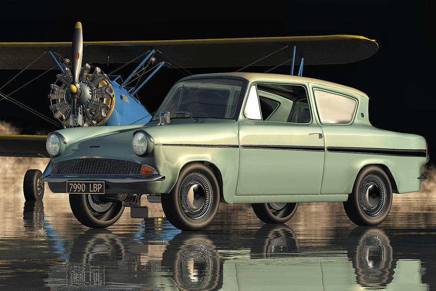 Ford Anglia 123E Deluxe the small family car from 1962 Digital Art by Jan Keteleer