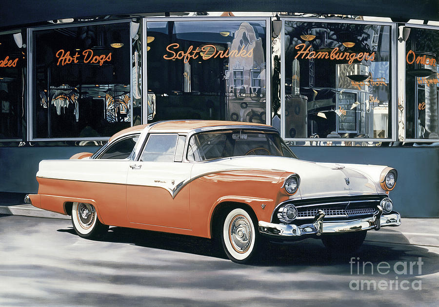Vintage Cars Painting - Ford at Mels  by Joseph Michetti