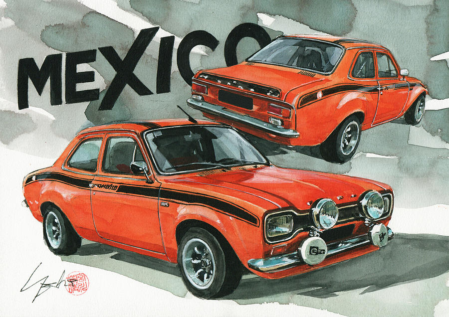 Ford Painting - Ford Escort Mexico by Yoshiharu Miyakawa
