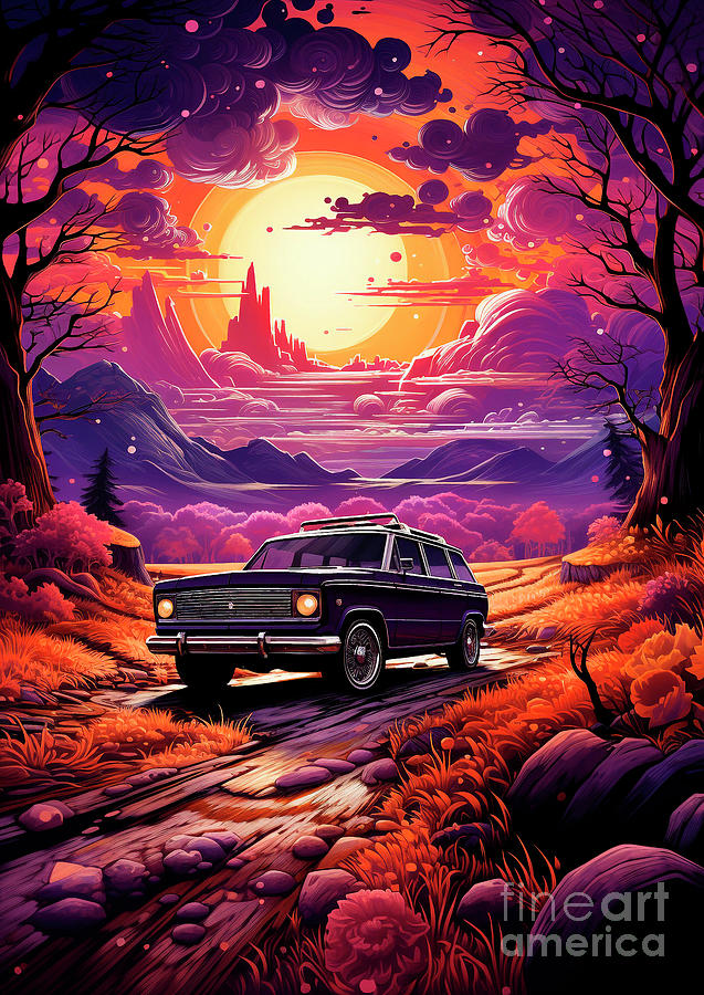 Car Drawing - Ford Expedition Max - Lavender Extended Adventure and Luxury by Clark Leffler
