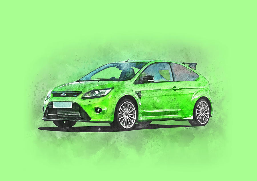 Ford Focus RS Mk2 art illustration Canvas Print Painting by Maisie ...