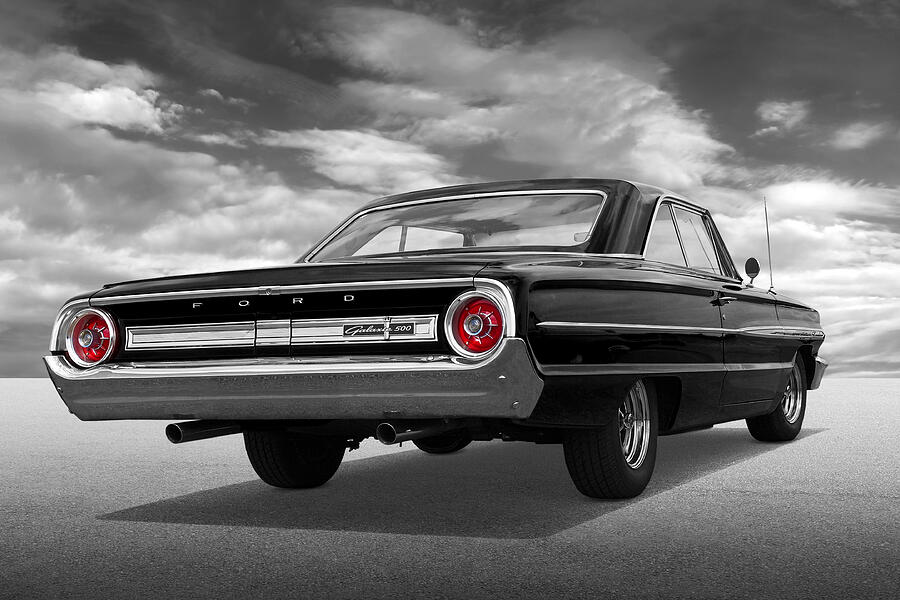 Ford Galaxie 500 1964 Black and White Photograph by Gill Billington