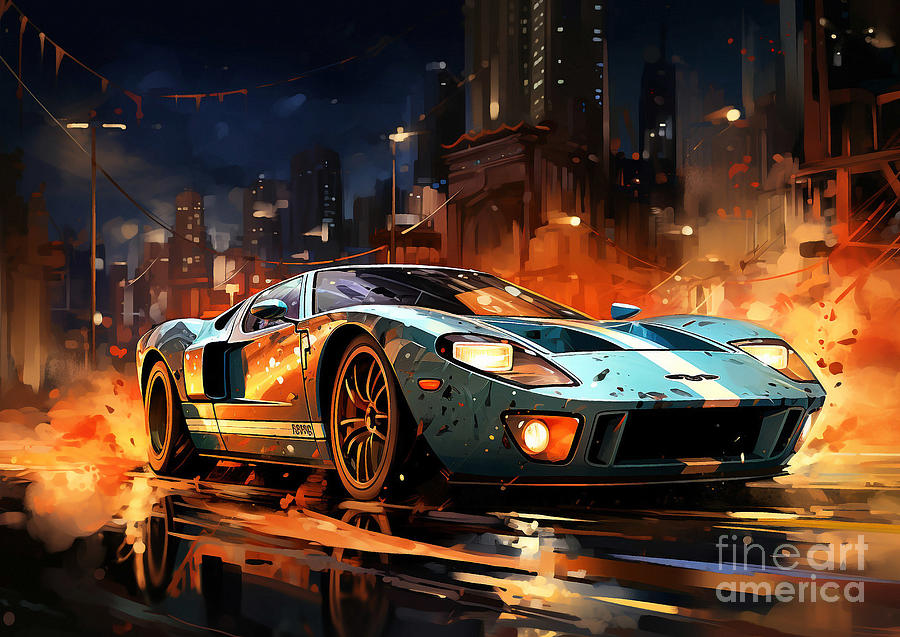 Ford GT40 3 vehicle Drawing by Destiney Sullivan - Pixels