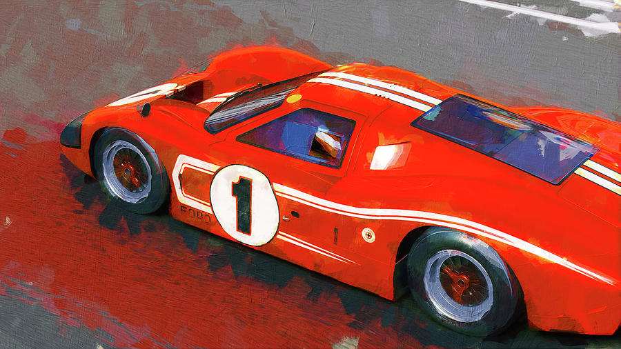 Sports Painting - Ford GT40 MkIV - 02 by AM FineArtPrints