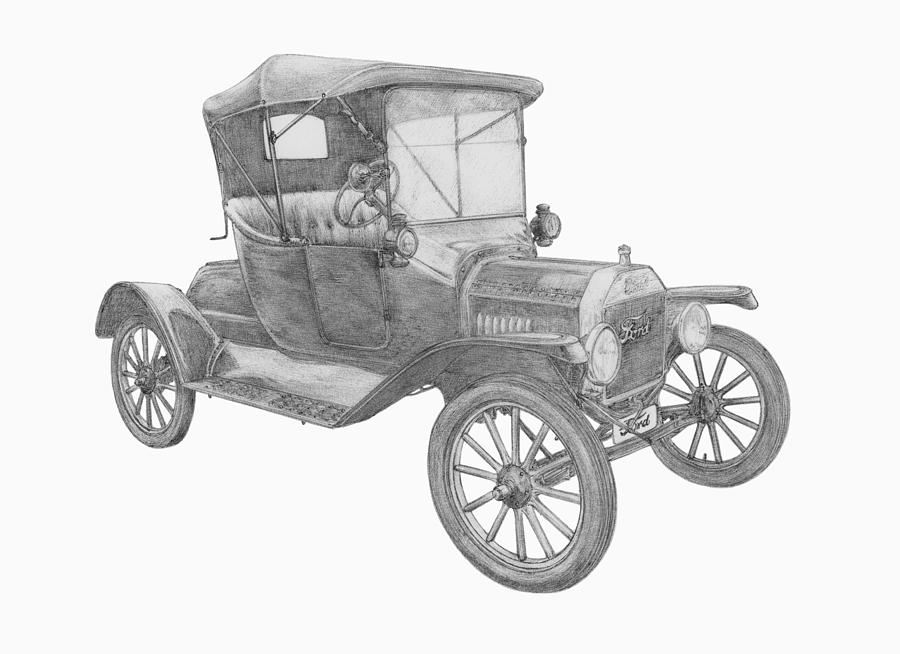 Classic Cars Drawing - Ford Model T by Amila Maestro