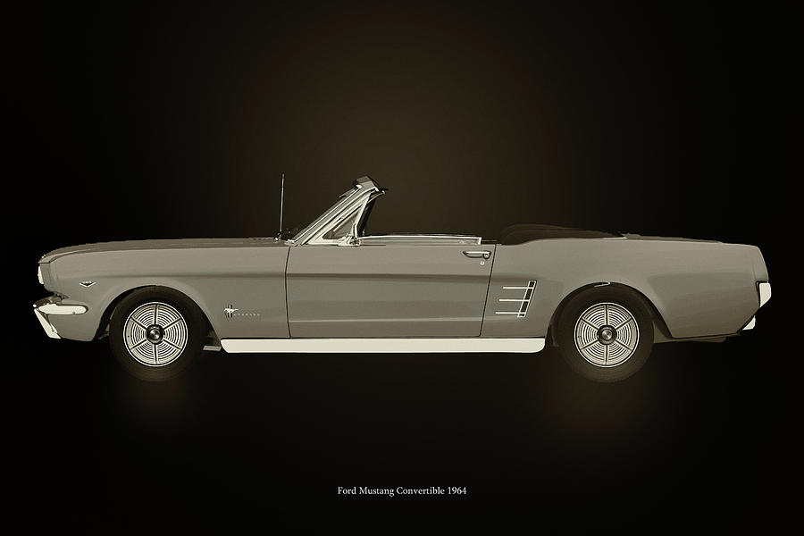 Ford Mustang Convertible Black and White Photograph by Jan Keteleer