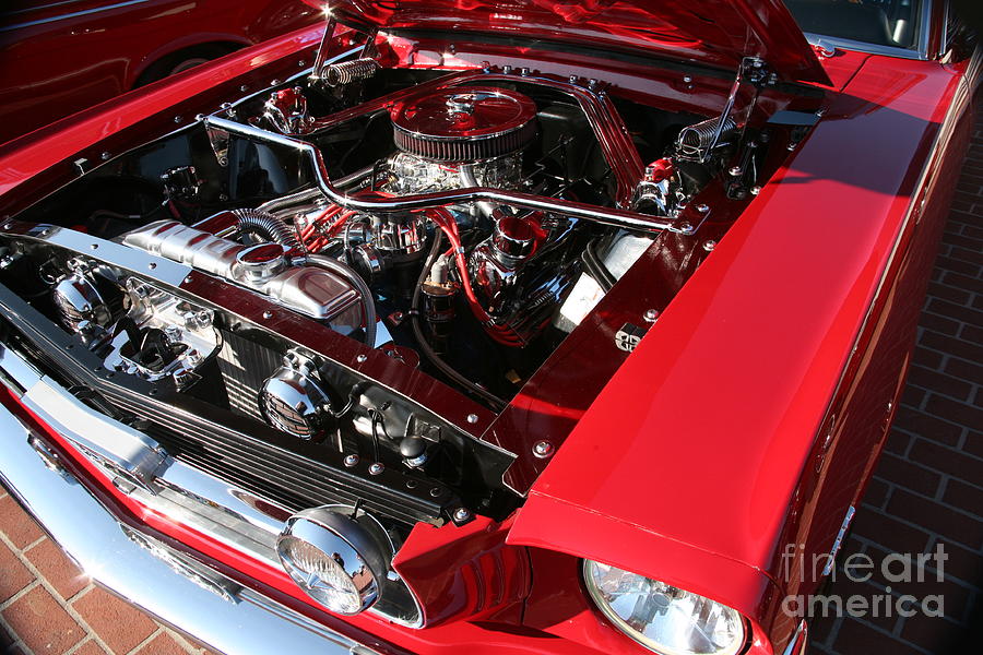 Inspirational Photograph - Ford Mustang Custom Engine Red  by Chuck Kuhn