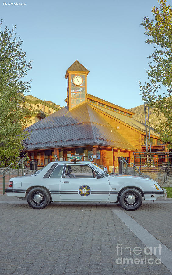 Ford mustang fox body police car at the gondola Photograph by PROMedias US