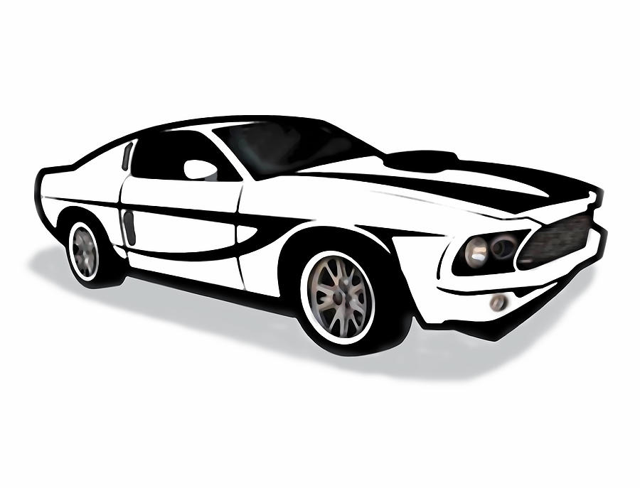 Ford Mustang Shelby GT500 Drawing Mixed Media by Sandi OReilly