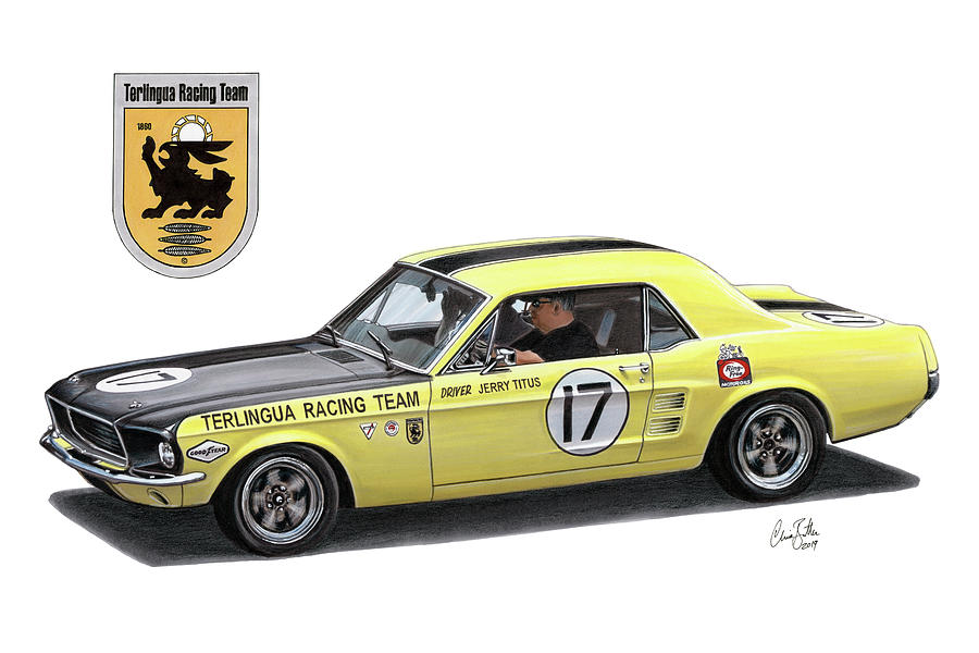 Ford Mustang Terlingua Racing Drawing by The Cartist - Clive Botha