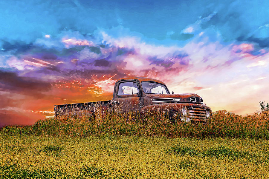 Ford Pickup Sunset Photograph by Steve Lucas