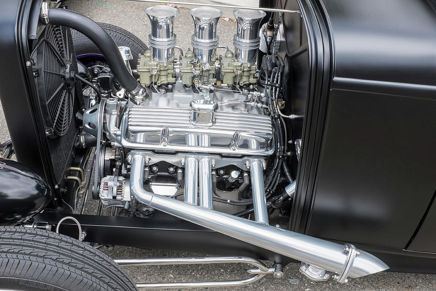 Ford Roadster Coupe Hot Rod Engine Close-up Photograph by Kathy Anselmo