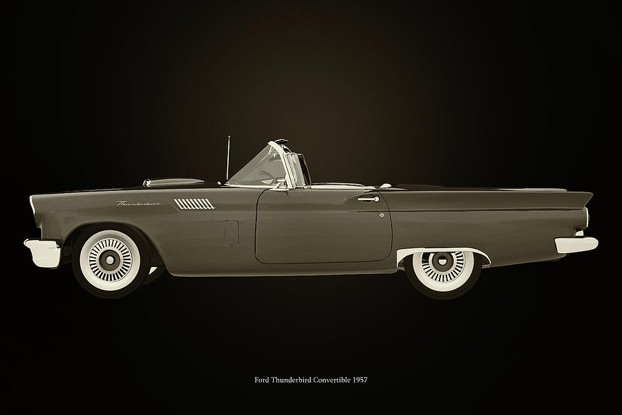 Ford Thunderbird Convertible Black and White Photograph by Jan Keteleer